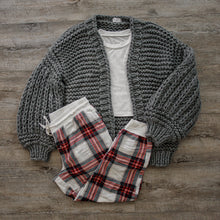 Load image into Gallery viewer, chunky cardigan knit cardigans women sweater sweaters oversized womens front knitted puff sleeve bubble pom bell long balloon sweatshirt trendy popcorn oversize lantern puffy fluffy sleeves drop shoulder beige cream tan dark grey white brown woman