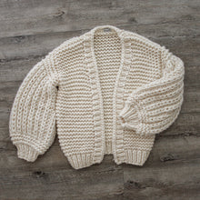 Load image into Gallery viewer, chunky cardigan knit cardigans women sweater sweaters oversized womens front knitted puff sleeve bubble pom bell long balloon sweatshirt trendy popcorn oversize lantern puffy fluffy sleeves drop shoulder beige cream tan dark grey white brown woman