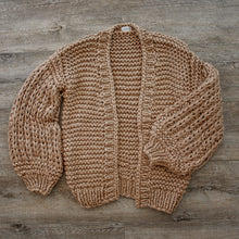 Load image into Gallery viewer, chunky cardigan knit cardigans women sweater sweaters oversized womens front knitted puff sleeve bubble pom bell long balloon sweatshirt trendy popcorn oversize lantern puffy fluffy sleeves drop shoulder beige cream tan dark grey white brown woman