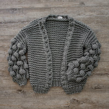 Load image into Gallery viewer, chunky cardigan knit cardigans women sweater sweaters oversized womens front knitted puff sleeve bubble pom bell long balloon sweatshirt trendy popcorn oversize lantern puffy fluffy sleeves drop shoulder beige cream tan dark grey white brown woman