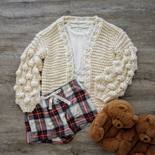 Load image into Gallery viewer, chunky cardigan knit cardigans women sweater sweaters oversized womens front knitted puff sleeve bubble pom bell long balloon sweatshirt trendy popcorn oversize lantern puffy fluffy sleeves drop shoulder beige cream tan dark grey white brown woman